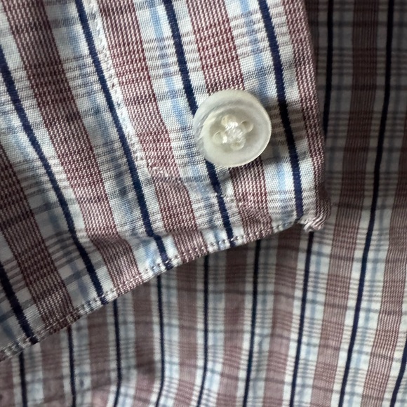 Mattabisch Napoli - Men's Brown Blue White Plaid Shirt (15.75, 40) - Picture 6 of 10